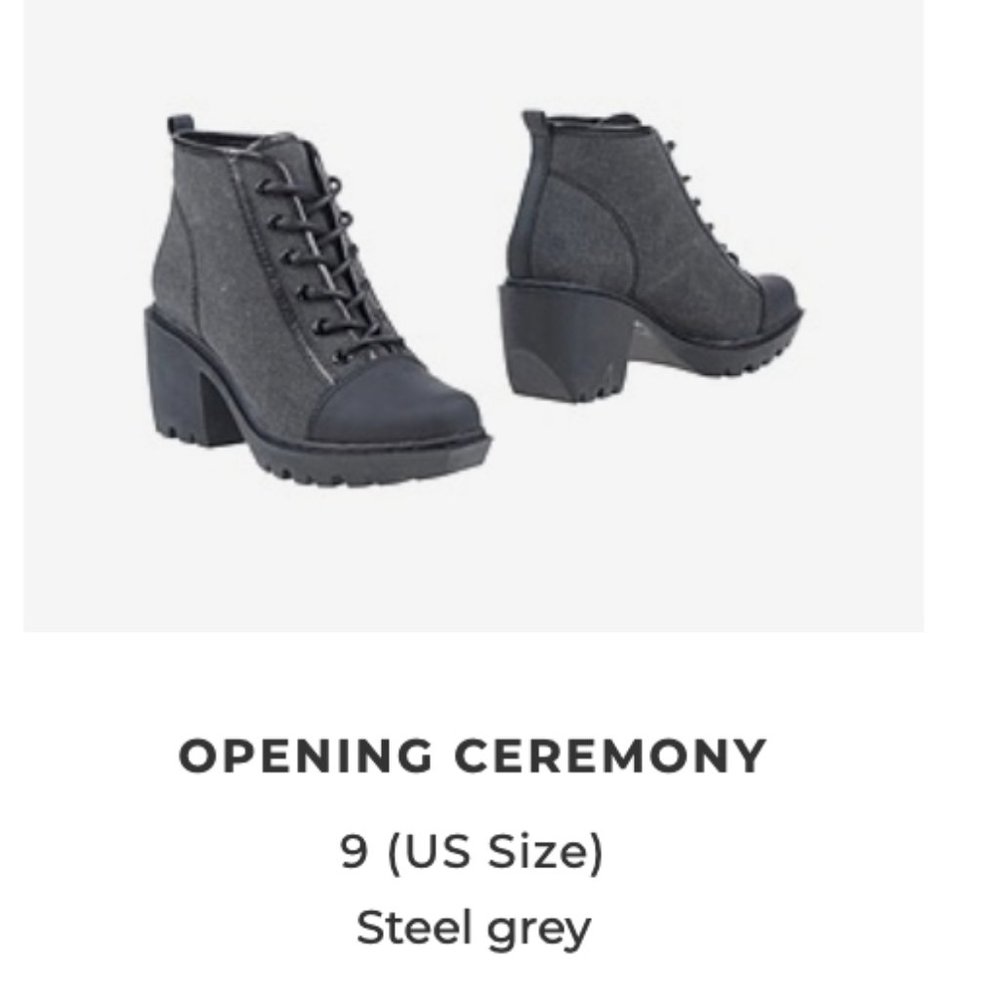 OPENING CEREMONY steel gray platform ankle boots